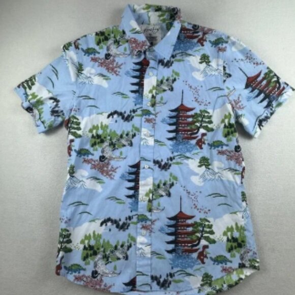 Firefly Lootwear Shirt Mens Medium Blue Pagoda Crane Limited Edition Button Up - Picture 1 of 6